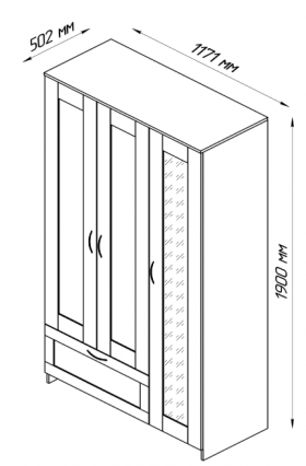 Шкаф трехдверный Сириус с зеркалом и 1 ящиком белый в Оби - ob.katalogmebeli.com | фото 2