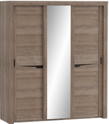 Шкаф трехдверный Соренто с раздвижными дверями Дуб стирлинг/Кофе структурный матовый в Оби - ob.katalogmebeli.com | фото 1