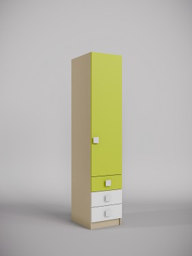 Шкаф угловой (секция с ящиками) Эппл (Зеленый/Белый/корпус Клен) в Оби - ob.katalogmebeli.com | фото
