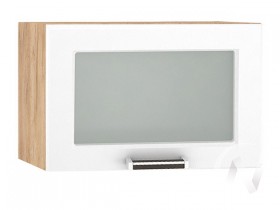 Шкаф верхний со стеклом Прага ШВГС 500 (Белое дерево/корпус дуб крафт золотой) в Оби - ob.katalogmebeli.com | фото