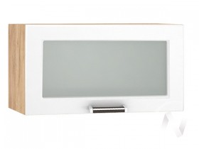 Шкаф верхний со стеклом Прага ШВГС 600 (Белое дерево/корпус дуб крафт золотой) в Оби - ob.katalogmebeli.com | фото