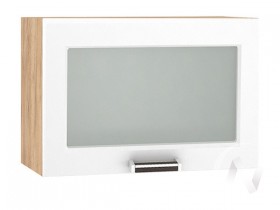 Шкаф верхний со стеклом Прага ШВГС 609 (Белое дерево/корпус дуб крафт золотой) в Оби - ob.katalogmebeli.com | фото