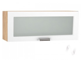 Шкаф верхний со стеклом Прага ШВГС 800 (Белое дерево/корпус дуб крафт золотой) в Оби - ob.katalogmebeli.com | фото