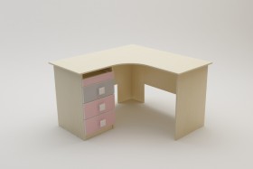 Стол угловой Грэйси (Розовый/Серый/корпус Клен) в Оби - ob.katalogmebeli.com | фото 2