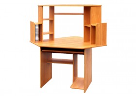 Угловой компьютерный стол (Вишня Оксфорд) в Оби - ob.katalogmebeli.com | фото 1