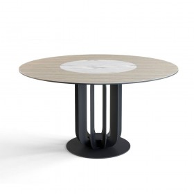 Стол круглый Rotor (160), шпон + керамика светлая в Оби - ob.katalogmebeli.com | фото 1