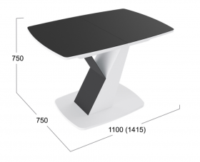 Стол обеденный «Гарда» Тип 1 (Белый/Стекло матовое черный графит) в Оби - ob.katalogmebeli.com | фото 3
