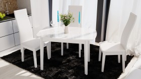 Стол обеденный «Портофино» (Белый глянец/Стекло белое) в Оби - ob.katalogmebeli.com | фото