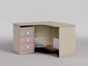 Стол угловой Грэйси (Розовый/Серый/корпус Клен) в Оби - ob.katalogmebeli.com | фото 1