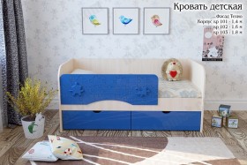 Техно Кровать детская 2 ящика 1.6 Синий глянец в Оби - ob.katalogmebeli.com | фото 1